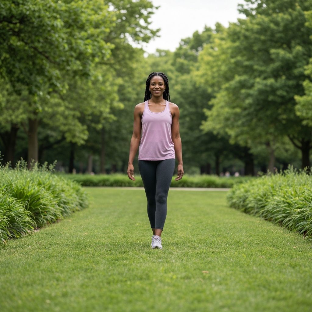 Person walking peacefully in park